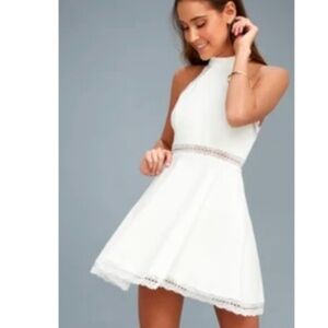 White Dress with Lace Trim Size XS NWOT